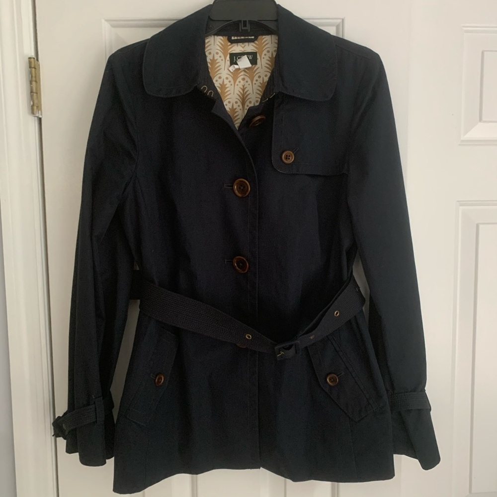 J. Crew Short Navy Trench Coat